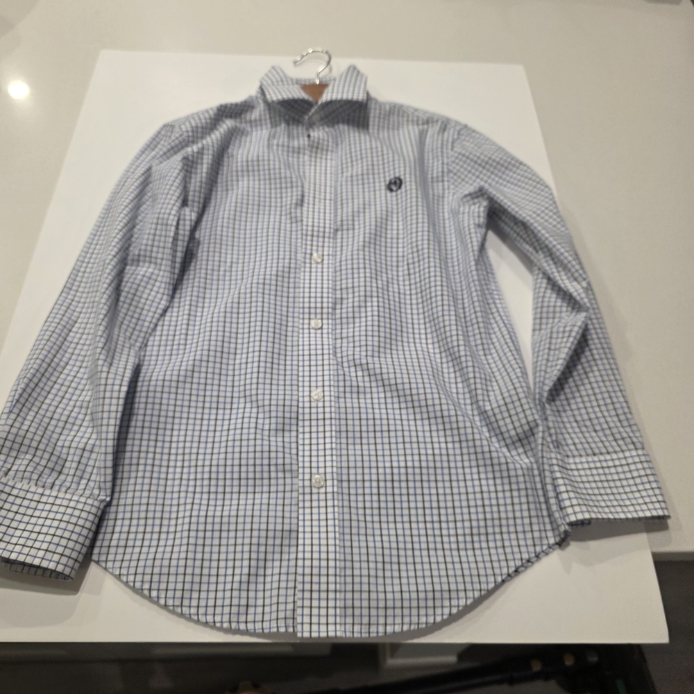 Lauren Ralph Lauren Kids Button-Up Shirt Blue Check Dress Shirt Size 12 - Picture 5 of 16